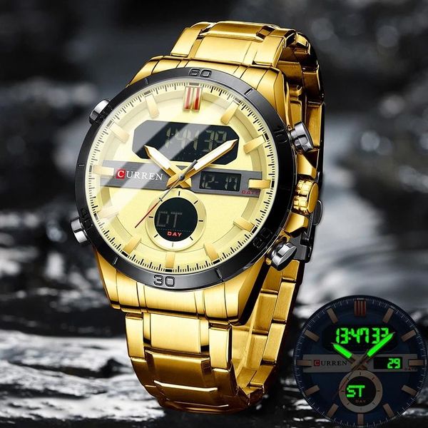 wristwatches curren gold fashion sport men's digital watches with stainless steel chronograph luminou wristwatch led male wrist watch f, Slivery;brown
wristwatches curren gold fashion sport men's digital watches with stainless steel chronograph luminou wristwatch led male wrist watch f, Slivery;brown