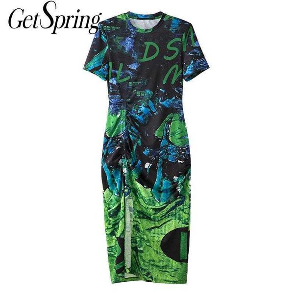 getspring women dress dye letter printed green vintage short sleeves drawstring es slim thin long summer es 210601, Black;gray
getspring women dress dye letter printed green vintage short sleeves drawstring es slim thin long summer es 210601, Black;gray