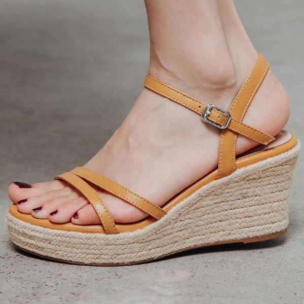 dress shoes women's genuine leather narrow band wedge platform sandals thick sole high heel comfortable female summer pumps ol style, Black
dress shoes women's genuine leather narrow band wedge platform sandals thick sole high heel comfortable female summer pumps ol style, Black
