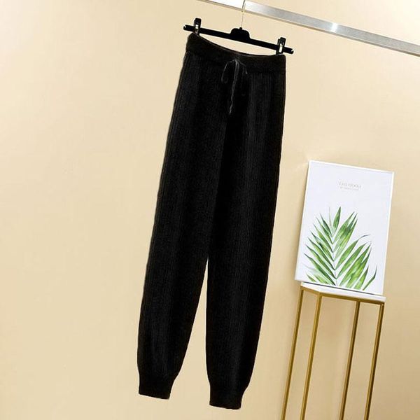 knitted lace-up pants women's 2021 spring autumn loose high waist casual harem pants solid color black feet nine point, Black;white
knitted lace-up pants women's 2021 spring autumn loose high waist casual harem pants solid color black feet nine point, Black;white