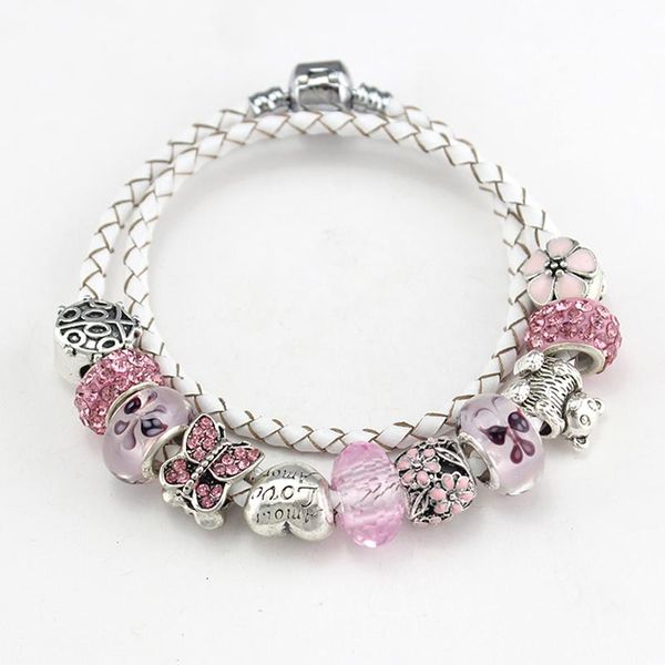 charm bracelets annapaer 2021 flower heart butterfly leather crystal fit & bangles for women with pink beads diy jewelry b15396, Golden;silver
charm bracelets annapaer 2021 flower heart butterfly leather crystal fit & bangles for women with pink beads diy jewelry b15396, Golden;silver