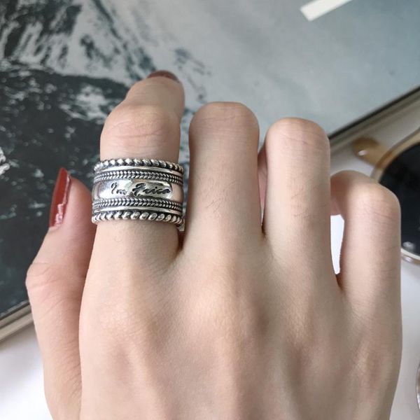 cluster rings retro authentic s925 sterling silver fine jewelry multi-layers twisted letter engraved line wider long band ring punk j375, Golden;silver
cluster rings retro authentic s925 sterling silver fine jewelry multi-layers twisted letter engraved line wider long band ring punk j375, Golden;silver