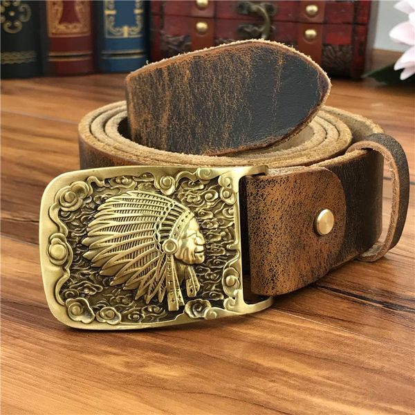 brass chief belt buckle genuine leather men ceinture homme yellow male strap wide jeans mbt0424 belts, Black;brown
brass chief belt buckle genuine leather men ceinture homme yellow male strap wide jeans mbt0424 belts, Black;brown