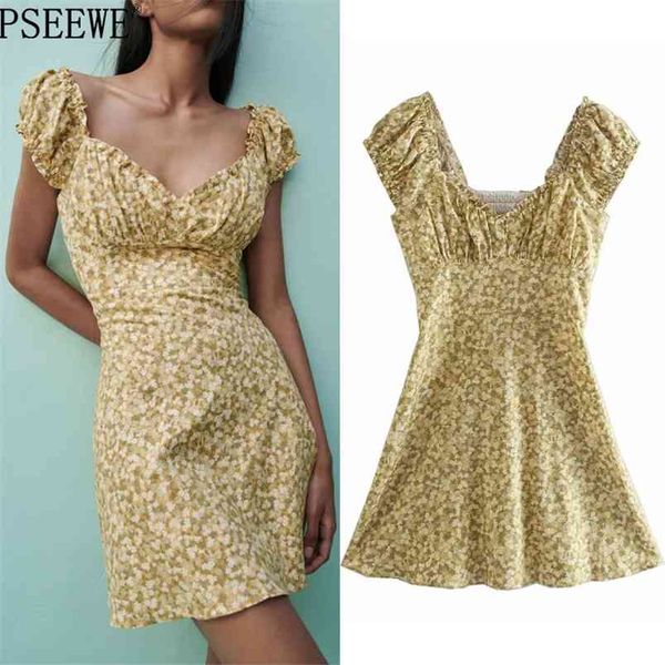 summer dresses woman yellow floral mini women short puff sleeve ruched ladies casual 210519, Black;gray
summer dresses woman yellow floral mini women short puff sleeve ruched ladies casual 210519, Black;gray