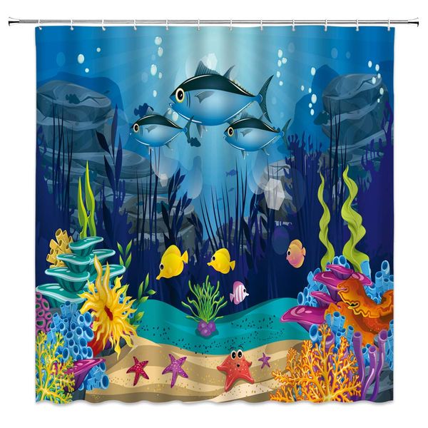 cartoon underwater world shower curtain blue ocean tropical fish starfish coral colorful undersea world, 70x70 inch polyester
cartoon underwater world shower curtain blue ocean tropical fish starfish coral colorful undersea world, 70x70 inch polyester
