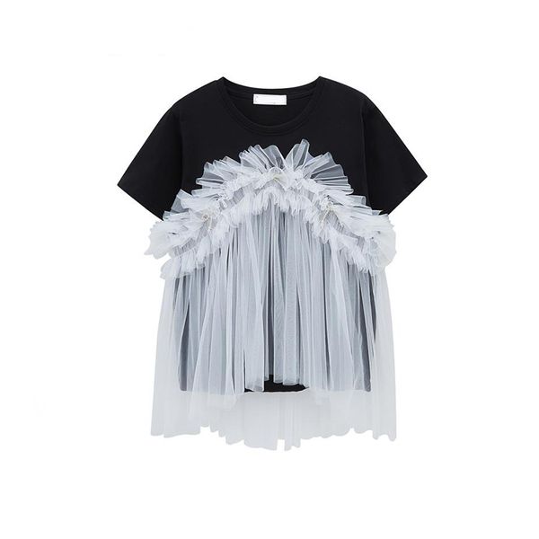 t shirt patchwork mesh ruched shirt for women o neck short sleeve bowknot casual t shirts female fashion summer tide, White
t shirt patchwork mesh ruched shirt for women o neck short sleeve bowknot casual t shirts female fashion summer tide, White