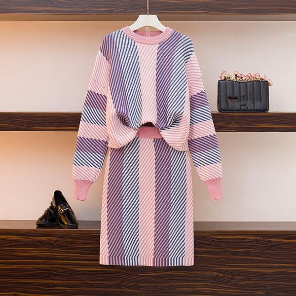 women's tracksuits jsxdhk women winter fashion knit two piece set elegant striped pink knitted thick loose sweater suits + pencil mini, Gray
women's tracksuits jsxdhk women winter fashion knit two piece set elegant striped pink knitted thick loose sweater suits + pencil mini, Gray