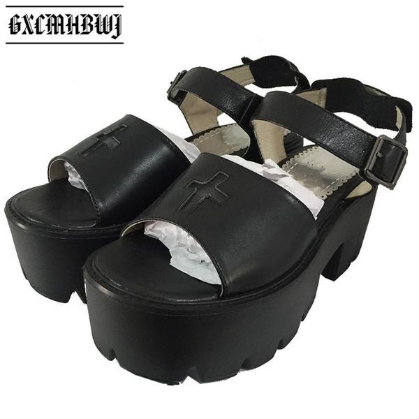 sandals gxcmhbwj punk goth style genuine leather buckle strap platform women summer open toe thick bottom high heel female shoes, Black
sandals gxcmhbwj punk goth style genuine leather buckle strap platform women summer open toe thick bottom high heel female shoes, Black