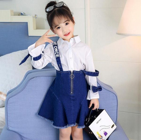 girl's dresses baby girl outfits autumn white shirt +denim dress 2 pieces fashion child clothes kids clothing 5 s/l, Red;yellow
girl's dresses baby girl outfits autumn white shirt +denim dress 2 pieces fashion child clothes kids clothing 5 s/l, Red;yellow