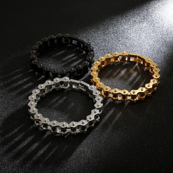 link, chain fashion gold stainless steel bicycle bracelet for man four colors optional 225mm punk style men's jewelry, Black
link, chain fashion gold stainless steel bicycle bracelet for man four colors optional 225mm punk style men's jewelry, Black