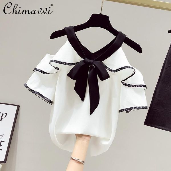 women's blouses & shirts ruffled tied bow chiffon shirt summer wear elegant white off shoulder female solid color v neck sexy
women's blouses & shirts ruffled tied bow chiffon shirt summer wear elegant white off shoulder female solid color v neck sexy