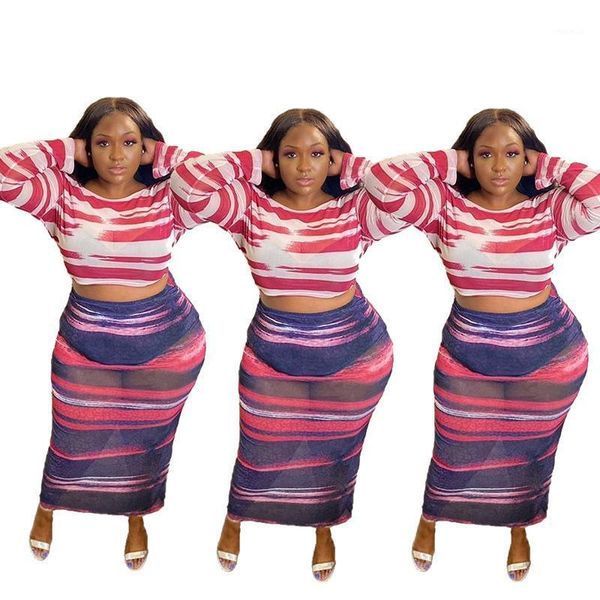 large size xl-5xl women's mesh print striped long-sleeved skirt suit ladies clothing casual streetwear beach set tracksuits, Gray
large size xl-5xl women's mesh print striped long-sleeved skirt suit ladies clothing casual streetwear beach set tracksuits, Gray