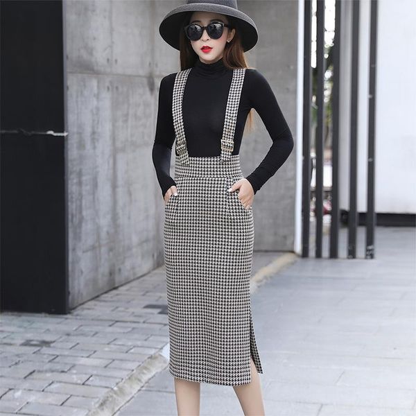 skirts fashion houndstooth plaid pencil skirt for women bodycorn side split long midi female autumn adjustable strap, Black
skirts fashion houndstooth plaid pencil skirt for women bodycorn side split long midi female autumn adjustable strap, Black