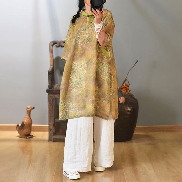 johnature women chinese style dresses stand half sleeve summer cheongsam print floral women a-line dresses 210521, Black;gray
johnature women chinese style dresses stand half sleeve summer cheongsam print floral women a-line dresses 210521, Black;gray
