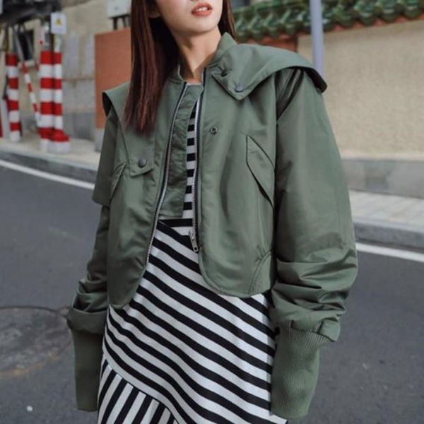 women's jackets zipper short green cloak jacket fashion long sleeve casual autumn winter padded coat, Black;brown
women's jackets zipper short green cloak jacket fashion long sleeve casual autumn winter padded coat, Black;brown