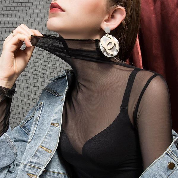 women's t-shirt basic long-sleeved autumn style black mesh lace feminine high-neck western fashion, White
women's t-shirt basic long-sleeved autumn style black mesh lace feminine high-neck western fashion, White