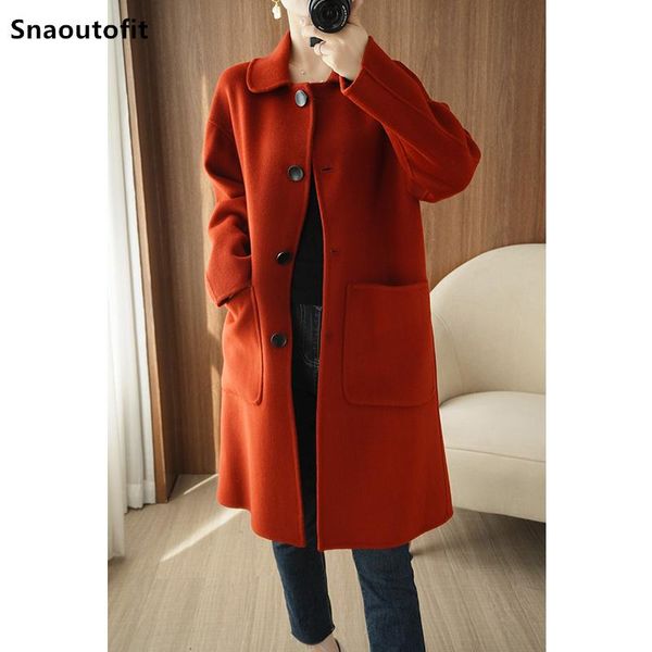women's wool & blends high-end double-sided woolen coat women 2021 autumn winter temperament commuting lapel pure mid-length loose thic, Black
women's wool & blends high-end double-sided woolen coat women 2021 autumn winter temperament commuting lapel pure mid-length loose thic, Black