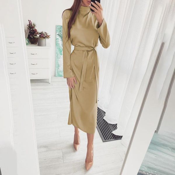 casual dresses solid women long sleeve midi dress spring autumn turtleneck sashes lace up slim office elegant ladies robe femme, Black;gray
casual dresses solid women long sleeve midi dress spring autumn turtleneck sashes lace up slim office elegant ladies robe femme, Black;gray