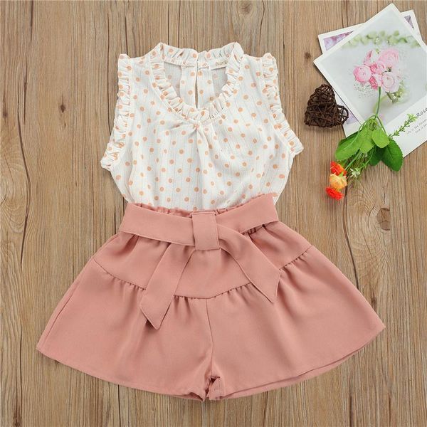 clothing sets baby girls 2pcs summer outfits, polka dots print ruffle sleeveless + belted cool and comfortable shorts set, White
clothing sets baby girls 2pcs summer outfits, polka dots print ruffle sleeveless + belted cool and comfortable shorts set, White