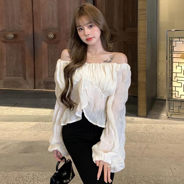 women's blouses & shirts 2021 square neck puff sleeve clothing shirt korean style solid color short temperament chiffon blouse women, White
women's blouses & shirts 2021 square neck puff sleeve clothing shirt korean style solid color short temperament chiffon blouse women, White