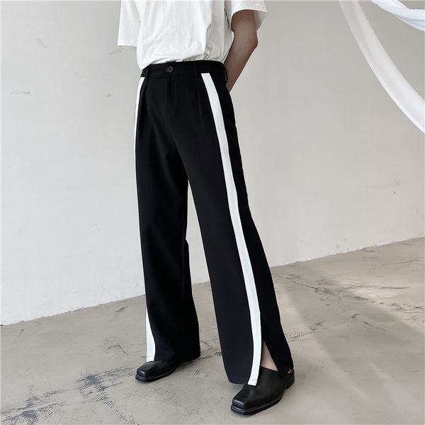 pants fashionable the south korea drop feeling contrast color suit slit summer thin straight wide leg versatile men's, Black
pants fashionable the south korea drop feeling contrast color suit slit summer thin straight wide leg versatile men's, Black
