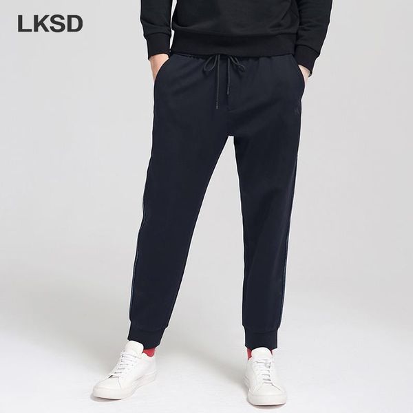men's pants lksd minimalism casual autumn winter elastic waist straight loose streetwear sport male t163790006, Black
men's pants lksd minimalism casual autumn winter elastic waist straight loose streetwear sport male t163790006, Black