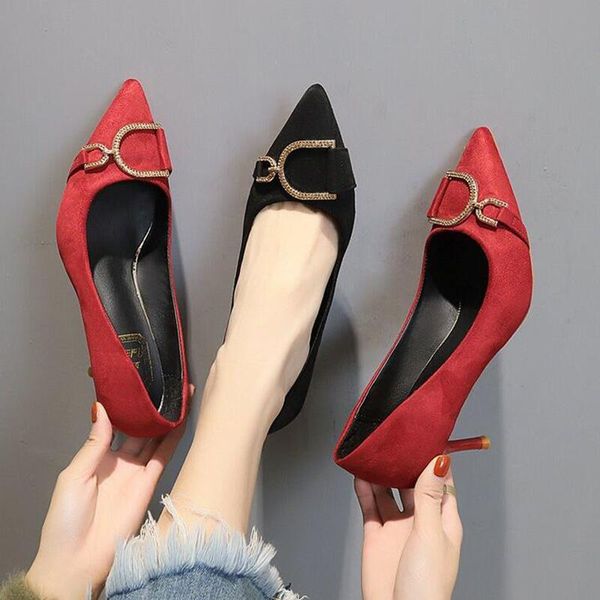 dress shoes fashion pointed high heels women's fine heel spring suede non-slip female professional ol banquet, Black
dress shoes fashion pointed high heels women's fine heel spring suede non-slip female professional ol banquet, Black