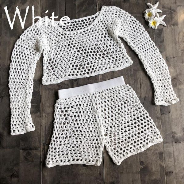 women's swimwear casual 2 piece set women cover ups see through long sleeve smock fishnet sunscreen bikini beachwear vacation clothes, White;black
women's swimwear casual 2 piece set women cover ups see through long sleeve smock fishnet sunscreen bikini beachwear vacation clothes, White;black