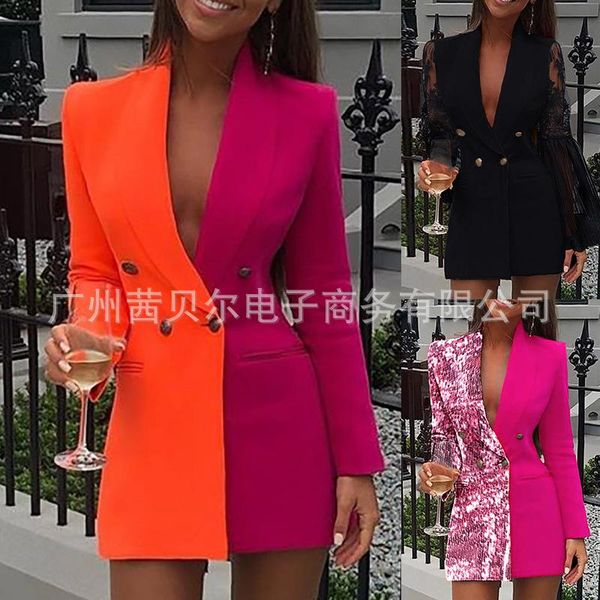 casual dresses european and american style contrast stitching ol business wear v-neck cardigan suit skirt women dress, Black;gray
casual dresses european and american style contrast stitching ol business wear v-neck cardigan suit skirt women dress, Black;gray