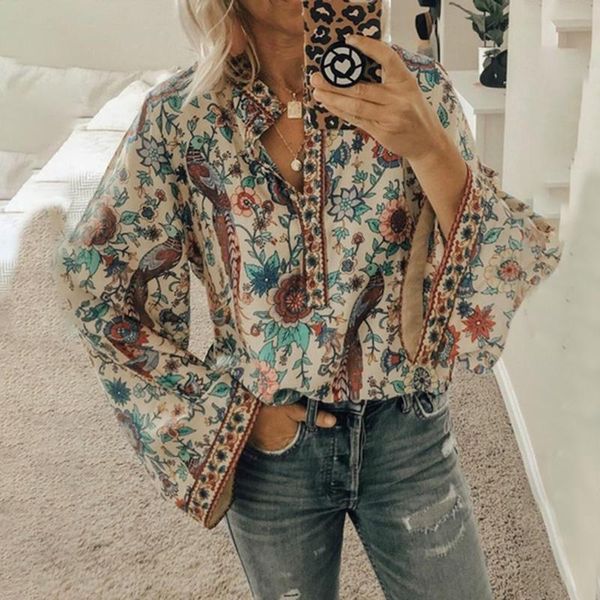 women's blouses & shirts casual deep v-neck print shirt spring summer fashion long sleeve loose for women 2021 blue plus size femme, White
women's blouses & shirts casual deep v-neck print shirt spring summer fashion long sleeve loose for women 2021 blue plus size femme, White