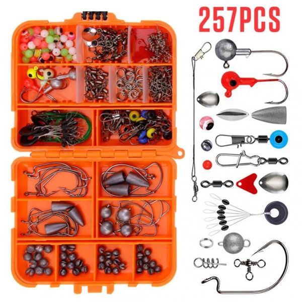 fishing accessories 257pcs texas kit including beads sinker weights snaps rolling swivel connector bass perch sea rock crank hook
fishing accessories 257pcs texas kit including beads sinker weights snaps rolling swivel connector bass perch sea rock crank hook