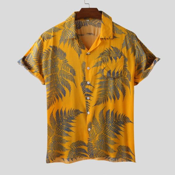 men's casual shirts summer vintage palm tree printed blouse man short sleeve turn down collar shirt 2021 camisas, White;black 
men's casual shirts summer vintage palm tree printed blouse man short sleeve turn down collar shirt 2021 camisas, White;black