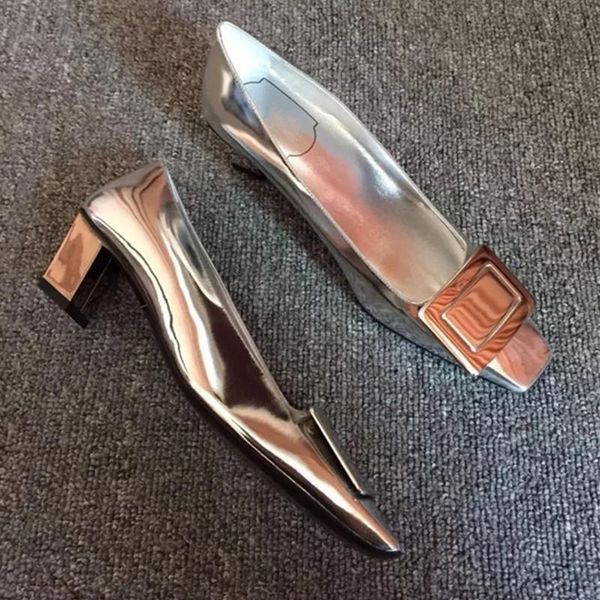 dress shoes autumn 2021 square buckle thick heels silver patent leather red heel bottom high matching and bag set, Black
dress shoes autumn 2021 square buckle thick heels silver patent leather red heel bottom high matching and bag set, Black