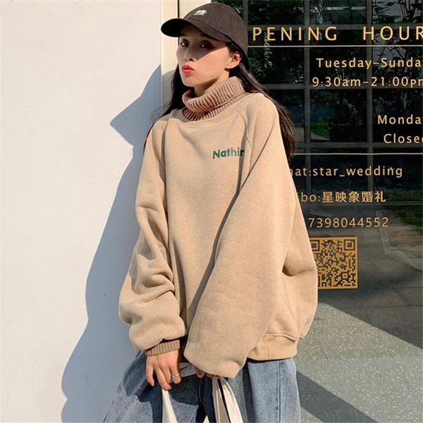 women's hoodies & sweatshirts women all-match turtleneck korean style casual thicker warm hoodie womens loose harajuku soft letter pul, Black
women's hoodies & sweatshirts women all-match turtleneck korean style casual thicker warm hoodie womens loose harajuku soft letter pul, Black