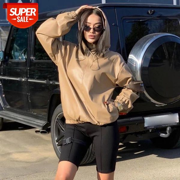women's chic leather hoodies solid color simple style long sleeve relaxed loose casual wild drawstring hooded sweatshirts #614o, Black
women's chic leather hoodies solid color simple style long sleeve relaxed loose casual wild drawstring hooded sweatshirts #614o, Black
