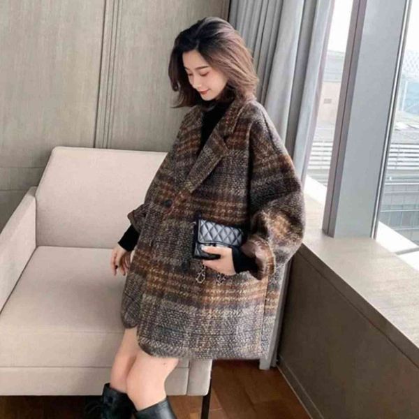 plaid thickened tweed coat women's middle long 2021 autumn winter popular korean cotton wool, Black
plaid thickened tweed coat women's middle long 2021 autumn winter popular korean cotton wool, Black
