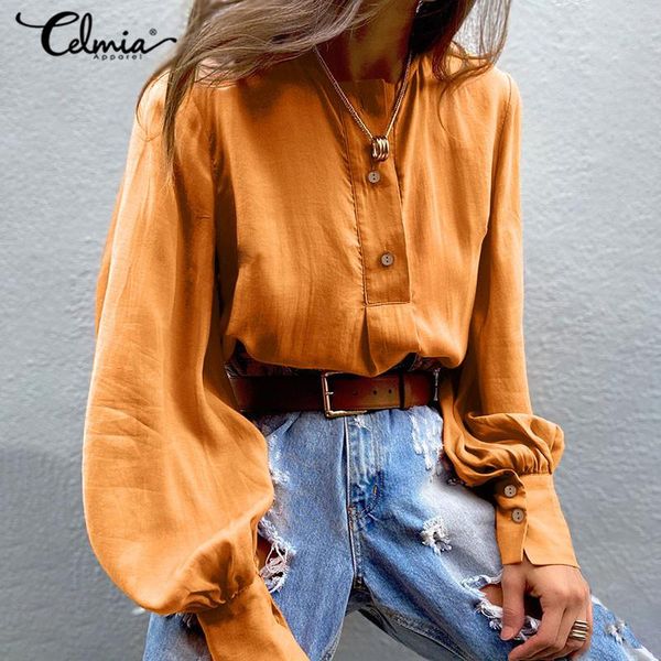 celmia 2021 fashion lantern sleeve women's blouses o-neck casual shirts elegant ol office lady buttons loose solid blusas &, White
celmia 2021 fashion lantern sleeve women's blouses o-neck casual shirts elegant ol office lady buttons loose solid blusas &, White