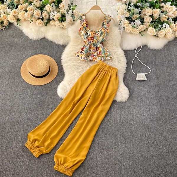 holiday beach style 2 piece sets womens outfits floral camisole + high waist wide leg pants fashion crop casual loose women's tracksui, Gray
holiday beach style 2 piece sets womens outfits floral camisole + high waist wide leg pants fashion crop casual loose women's tracksui, Gray