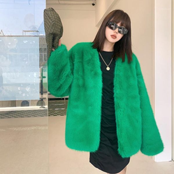 women's fur & faux winter 2021 coat green plush fashion young imitation female button long-sleeve loose overcoat xf682, Black
women's fur & faux winter 2021 coat green plush fashion young imitation female button long-sleeve loose overcoat xf682, Black