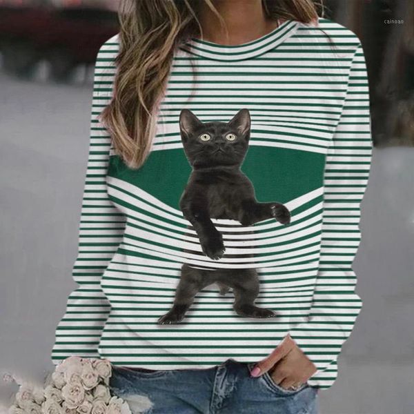women's sweaters fall 2021 women autumn lovely 3d cat stripe t-shirt fashion casual long sleeve cartoon loose gaphic t- shirts, White;black
women's sweaters fall 2021 women autumn lovely 3d cat stripe t-shirt fashion casual long sleeve cartoon loose gaphic t- shirts, White;black