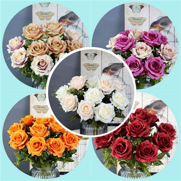 1pcs 6 head decorative fake floral bouquets artificial roses flannel flower bridal bouquet wedding party home decor flowers & wreaths
1pcs 6 head decorative fake floral bouquets artificial roses flannel flower bridal bouquet wedding party home decor flowers & wreaths