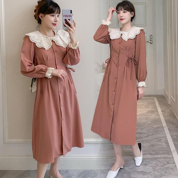 maternity dresses 218# dress spring autumn long sleeves patchwork botton open nursing loose stylish pregnant women mom, White 
maternity dresses 218# dress spring autumn long sleeves patchwork botton open nursing loose stylish pregnant women mom, White