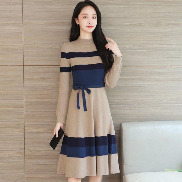 casual dresses arrival 2021 autumn winter women warm base dress korean fashion contrast color striped slim knitted sweater, Black;gray
casual dresses arrival 2021 autumn winter women warm base dress korean fashion contrast color striped slim knitted sweater, Black;gray