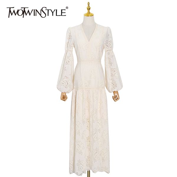 twotwinstyle vintage patchwork lace dress for women v neck lantern sleeve high waist long dresses female fashion 210517, Black;gray
twotwinstyle vintage patchwork lace dress for women v neck lantern sleeve high waist long dresses female fashion 210517, Black;gray