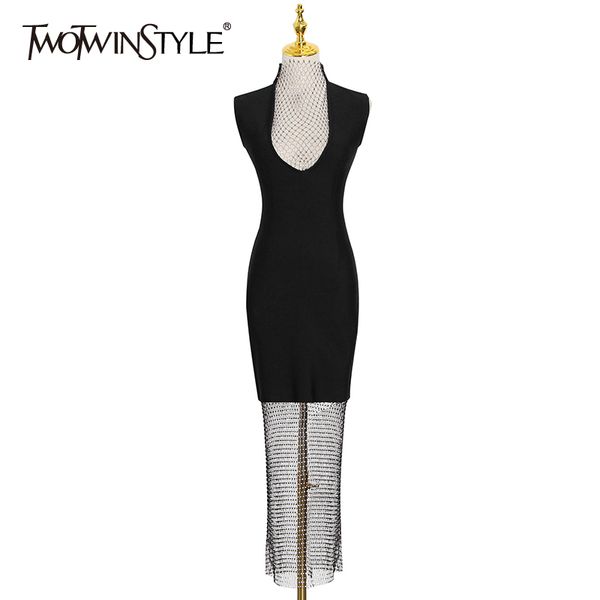 black patchwork diamond grid dress for women turtleneck sleeveless high waist slim dresses female fashion 210423, Black;gray
black patchwork diamond grid dress for women turtleneck sleeveless high waist slim dresses female fashion 210423, Black;gray