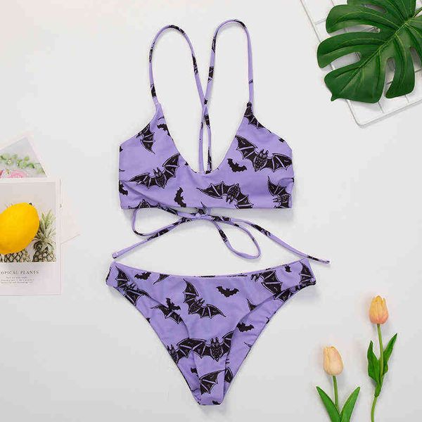 fashion tight backless digital printed split bikini light purple beach suit bat print off shoulder, White;black
fashion tight backless digital printed split bikini light purple beach suit bat print off shoulder, White;black