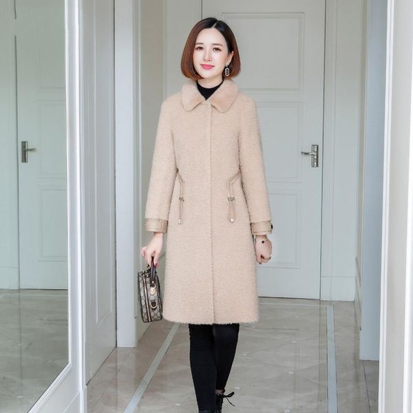 women's fur & faux ptslan 2021 real wool outerwear winter fashion natural coat good quality medium style p7806, Black
women's fur & faux ptslan 2021 real wool outerwear winter fashion natural coat good quality medium style p7806, Black