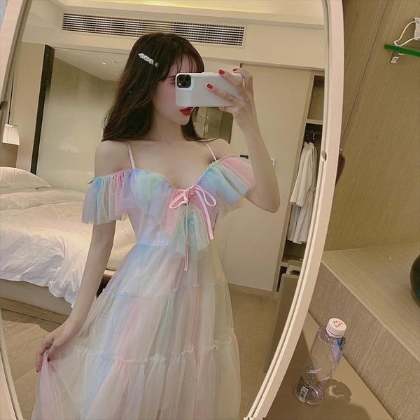 summer lolita party v neck womens dress suspenders rainbow fairy tulle off shoulder kawaii cute pestal tiered, Black;gray
summer lolita party v neck womens dress suspenders rainbow fairy tulle off shoulder kawaii cute pestal tiered, Black;gray