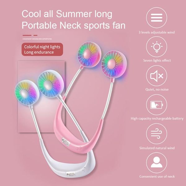 electric fans mini neck fan with multi-color led light eeffect 3 adjustable wind speed usb charging flexible rotatable sport cooling
electric fans mini neck fan with multi-color led light eeffect 3 adjustable wind speed usb charging flexible rotatable sport cooling