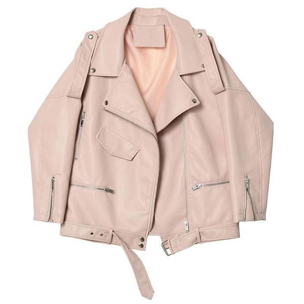 women's leather & faux women jacket autumn loose biker motorcycle short coat ladies turndown collar zipper pu outwaear female punk pink, Black
women's leather & faux women jacket autumn loose biker motorcycle short coat ladies turndown collar zipper pu outwaear female punk pink, Black